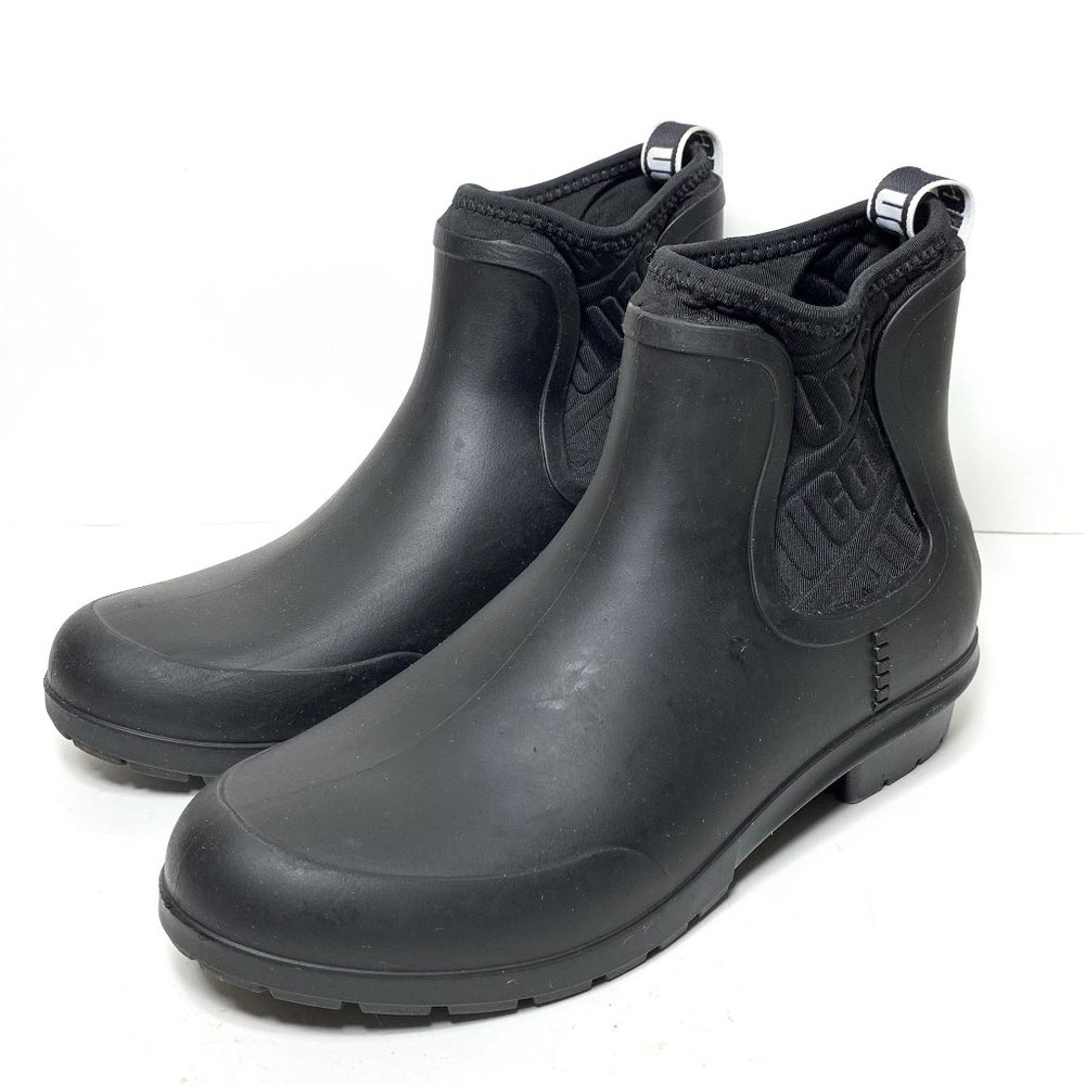 UGG Chevonne Waterproof Rubber Women's Size 7 Sheepskin Lined Ankle Rain Boots